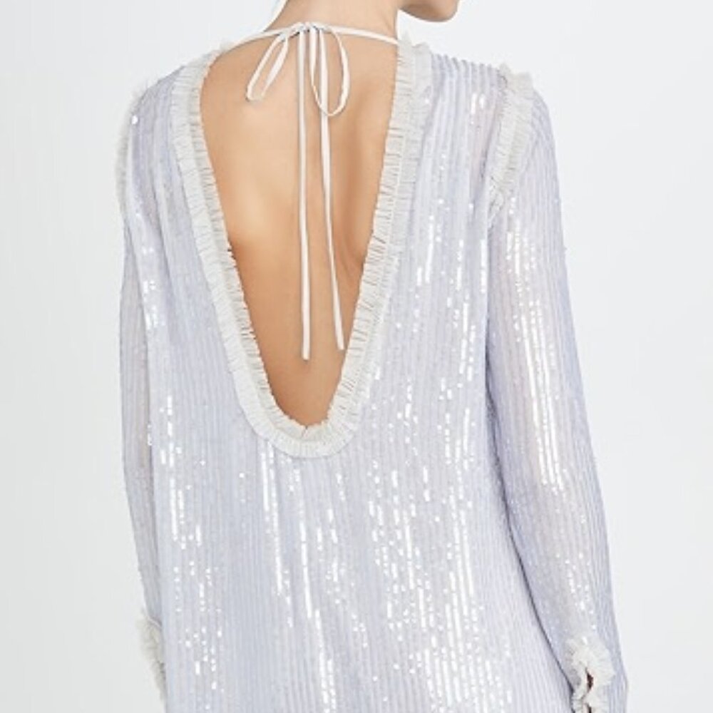 NWT BHLDN Needle & Thread Shimmer Long Sleeve Mini Dress Sz XS - Picture 4 of 12